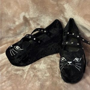 Cute cat librarian Japanese 6 goth punk velvet platform flatform Mary Jane